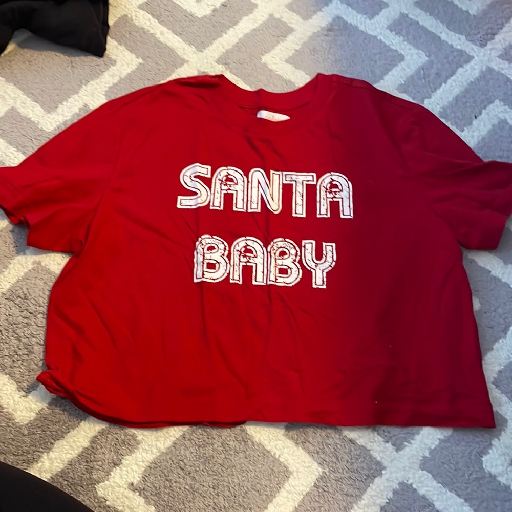 Santa Baby cropped PJ top. Size M. Worn once.